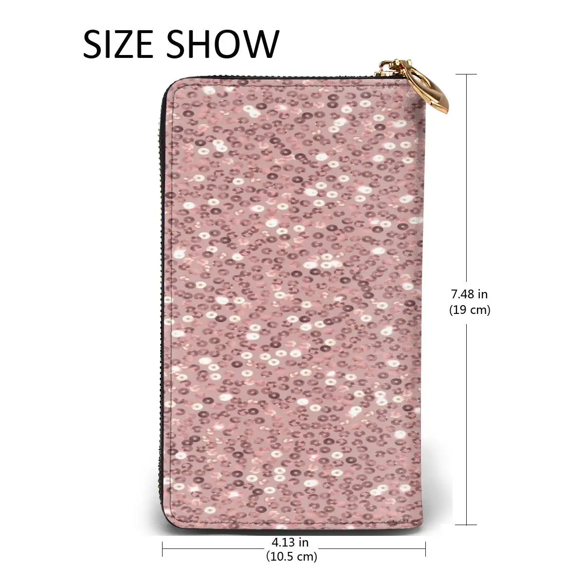

2021 Leather Wallet Long Rose Gold Sequins Print Multiple Cards Holder Clutch Female Male Purse Standard Wallet