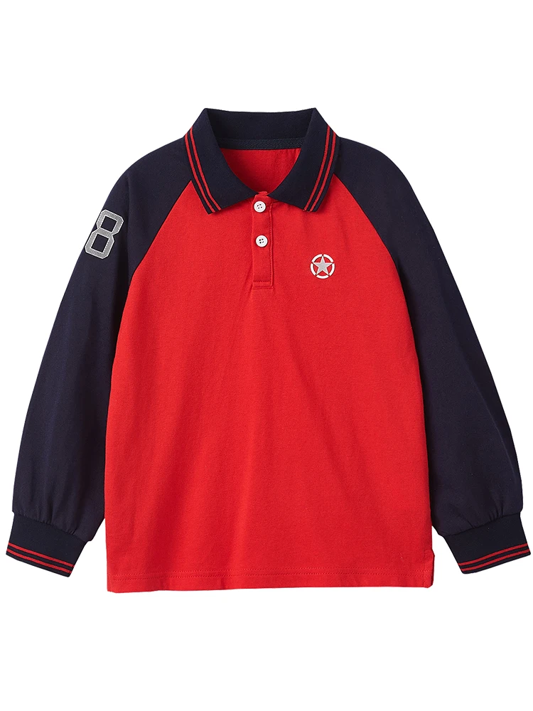 

Autumn Spring Children Polo Shirts Boys Long Sleeve Turn Down Collar Pullovers Kids Chool Uniform Clothes Tops 3-14 Years