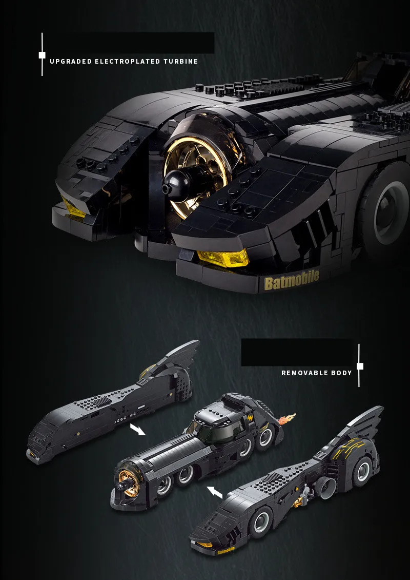 Новый фильм Бэтмен UCS Бэтмобиль MOC 1989 транспортных средств машина подходит Technic