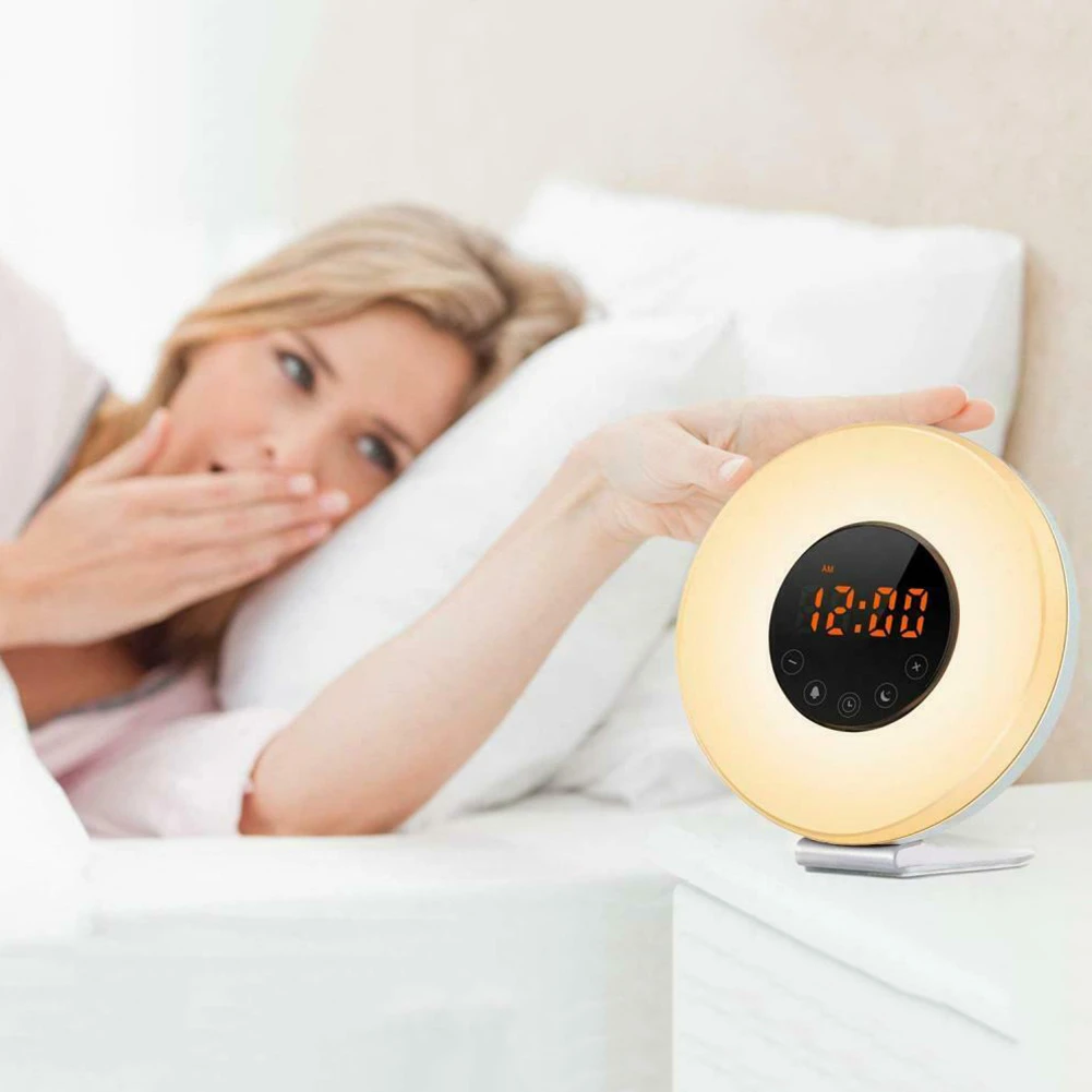 Светодиодный цифровой будильник Sunrise Wake Up 7 цветов Моделирование прикроватная