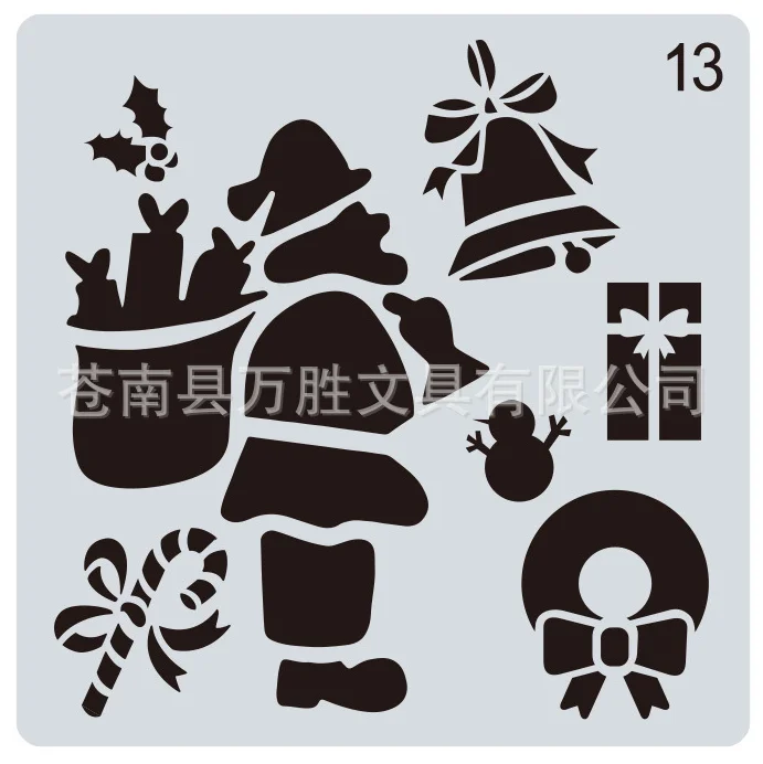 

15*15 Merry Christmas Layering Stencils for Diy scrapbook/photo album Decorative Embossing coloring,painting stencil,home decor