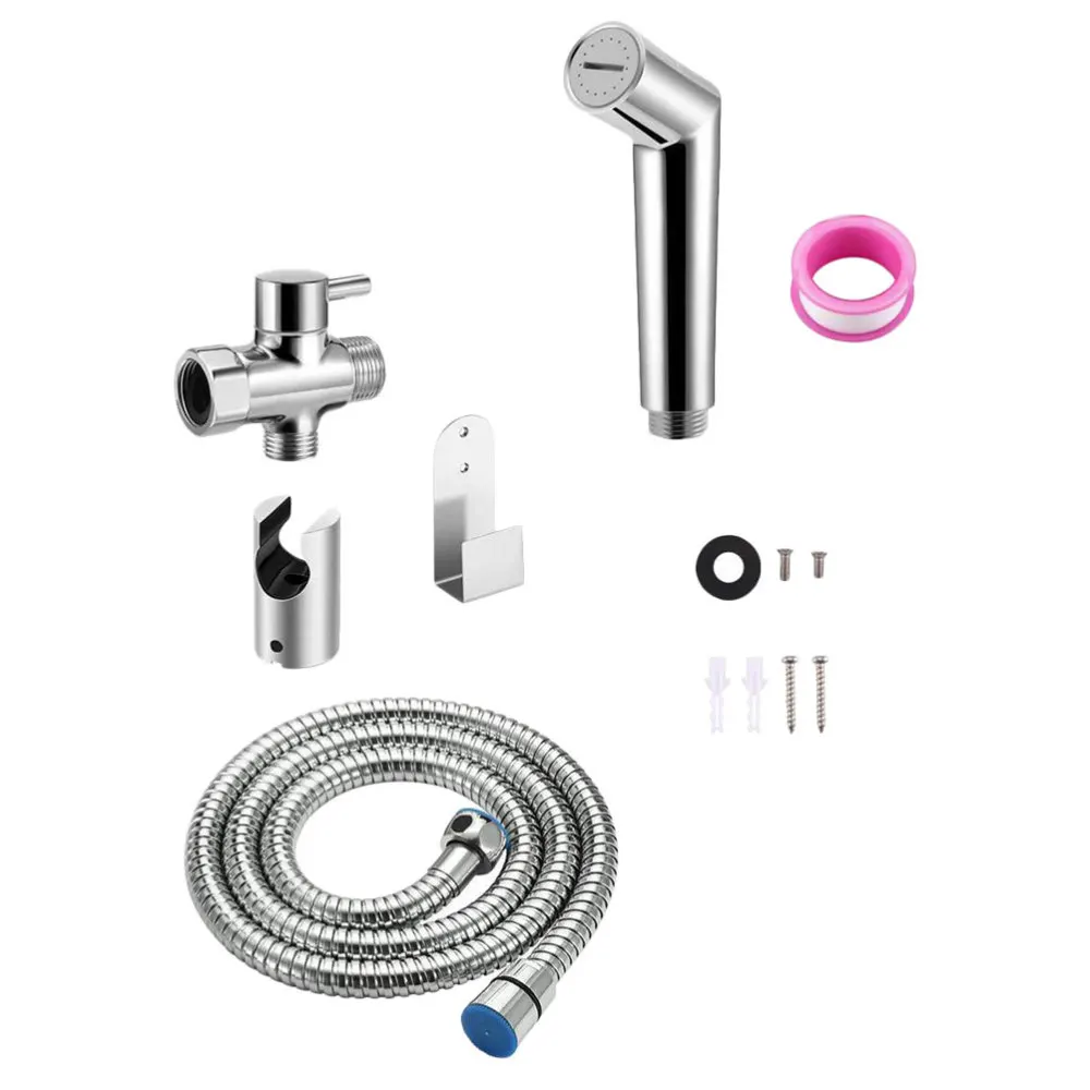 

1 Set Hand-held Bidet Spray Head Kit Adjustable Toilet Bathroom Sprayer Set