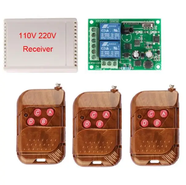 1 Receiver 3 RC 433 МГц универсальный пульт дистанционного управления для ворот гаража AC 110 В 220 В 2CH релейный модуль приемника и 4 кнопки дистанционного управления ler RF переключатель - Цвет: 1 Receiver 3 RC