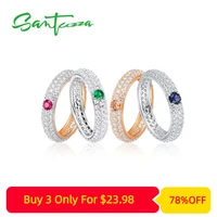 santuzza silver ring for women engagement wedding multi color gem stones eternity rings pure 925 sterling silver fashion jewelry