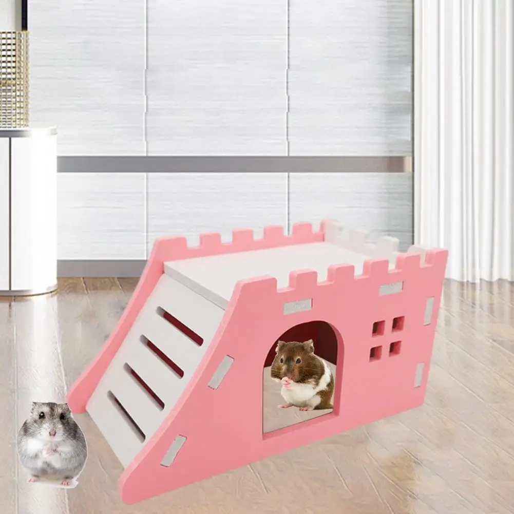 

Eco-friendly Small Pets House with Ladder Playing Toy Guinea-pig Hedgehog Hideout Hut Rat Hideout House Hamster Villa