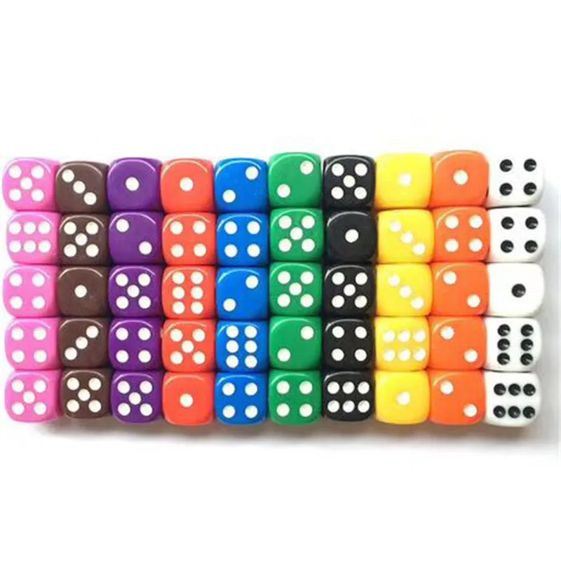

100Pcs 16mm Multi Color Six Sided Spot D6 Playing Games Dice Set Opaque Dice For Bar Pub Club Party Board Game