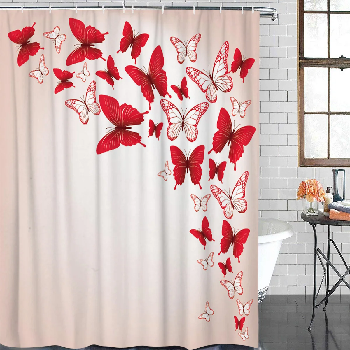 

Красная бабочка красивые Душ Шторы полиэстер ткань Ванная комната Домашний декор Водонепроницаемый душ Шторы s с крючками