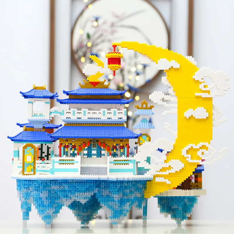 

YZ 080 Architecture China Ancient Beauty Moon Palace Cloud Model DIY Mini Diamond Blocks Bricks Building Toy for Children no Box