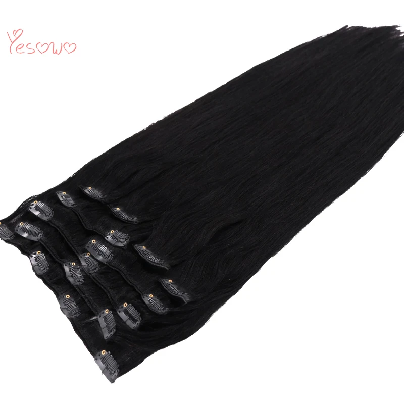 Yesowo Высокое качество 1 # Струйный черный зажим для человеческих волос 100 г 9 шт.