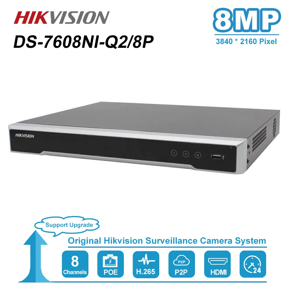 

Hikvsiion DS-7608NI-Q2/8 P 8CH POE NVR Max Supprot 8MP разрешение ONVIF H.265 для встроенных камер видеонаблюдения системы сети Видео Recoder