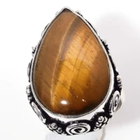 genuine tiger eye ring silver overlay over copper hand made women jewelry gift usa size 7 75 r6480