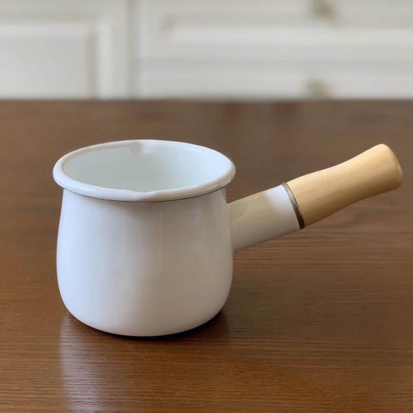 550 мл эмалированная кастрюля для молока один деревянной ручкой масло Кофе