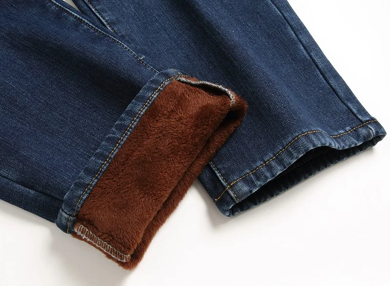 hot winter 2021 new casual mens warm slim fit jeans business thicken denim trousers fleece stretch pants brand black blue jeans free global shipping