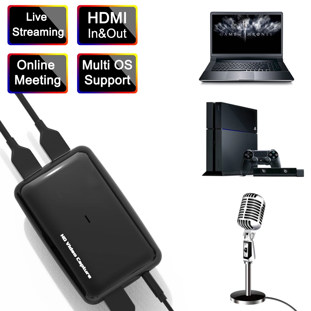 

Ezcap 301 HD 1080P 60fps Карта видеозахвата HDMI к USB 3,0 для прямой трансляции пластина коробка для записи игр микрофон аудио вход TV Loop Out