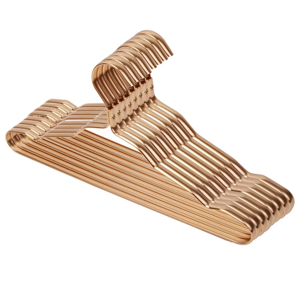 

10pcs Aluminum Alloy Clothing Hanger Durable Domestic Coat Hanger for Adult Children Clothing Hanging Supplies (Golden)