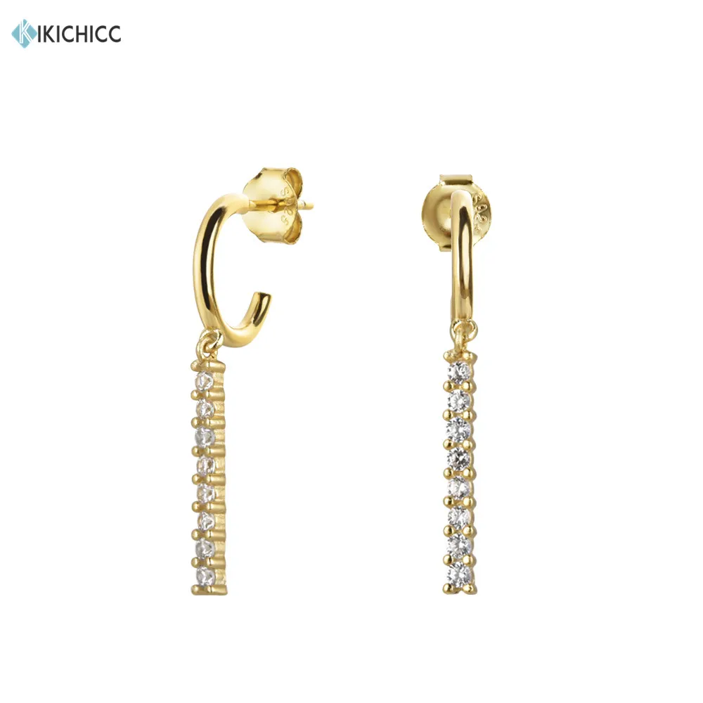 

Kikichicc, длинные серьги-подвески из стерлингового серебра 925 пробы, белый кристалл, циркон, CZ, Мини Круглые серьги, Мода 2020, Ohrringe