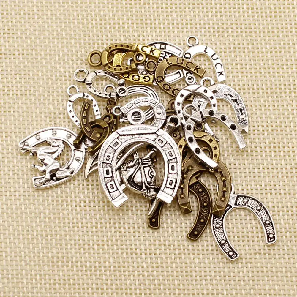 

Hot Sale 20 Pieces Animal Good Luck Horseshoe Horse Shoes Random Mixed No Designated Styles Charms Pendant Pendants For Crafts