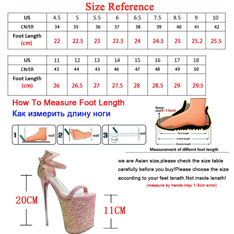 

Women High Heels Platform Sequined Peep-Toe Sandals with Fashion Women's Shoes Super High Heels Party Shoes T stage Stripper