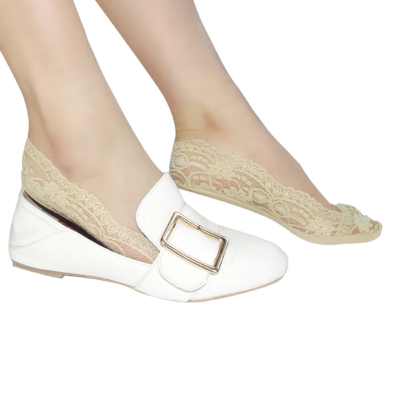 Носки следки женские кружевные силикагелевые Нескользящие 3 пары лето с