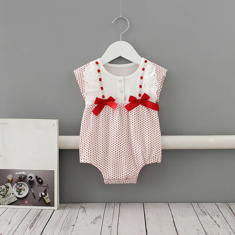 

Newest Style Toddler Baby Girls Bodysuits Summer Polka Dot Princess Adorable Bodysuit Clothes 0-24M