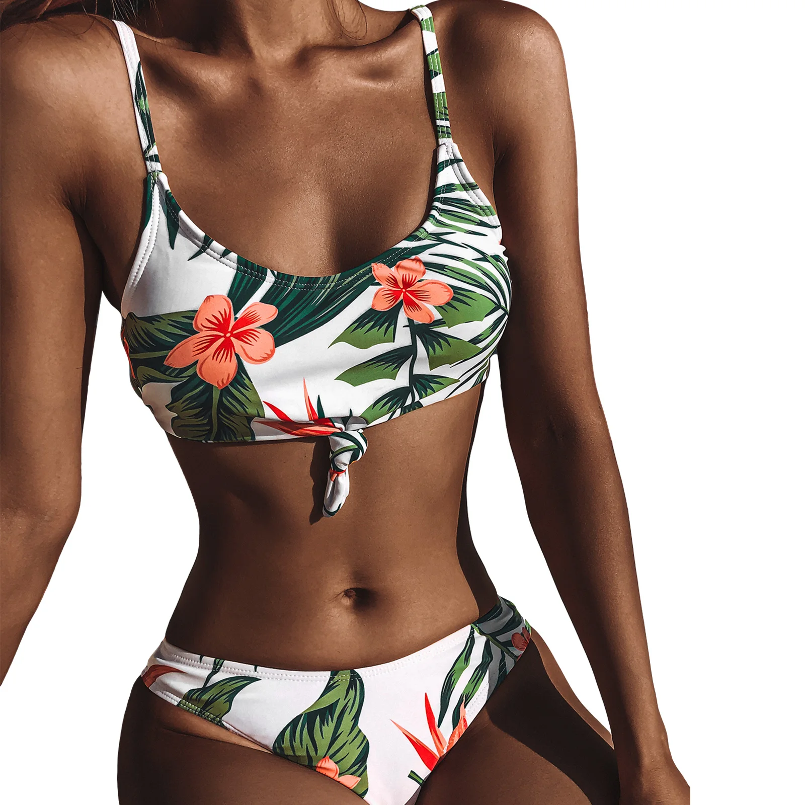 Женский раздельный сексуальный Модный Купальник на бретельках с узлом спереди