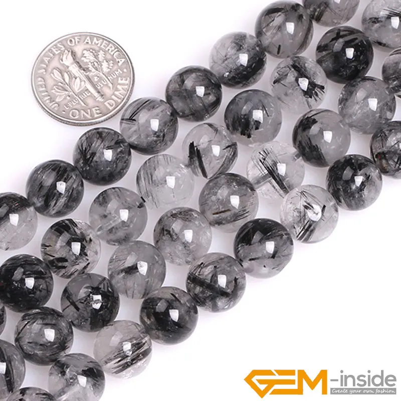 Rultilated Quartz AA+ сорт черных рутиловых кварцовых бусин выбор Размер: от 4 мм до 10 мм натуральный камень бисер «сделай сам» для изготовления ювелирных изделий прядь 15" - Цвет: Rultilated Quartz