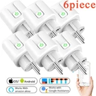 6 шт. Wi-Fi Smart Plug 16A адаптер для розеток европейского стандарта Беспроводной пульт дистанционного управления голосовой Управление Мощность с контролем энергии на выходе таймер разъем для Alexa Google Home