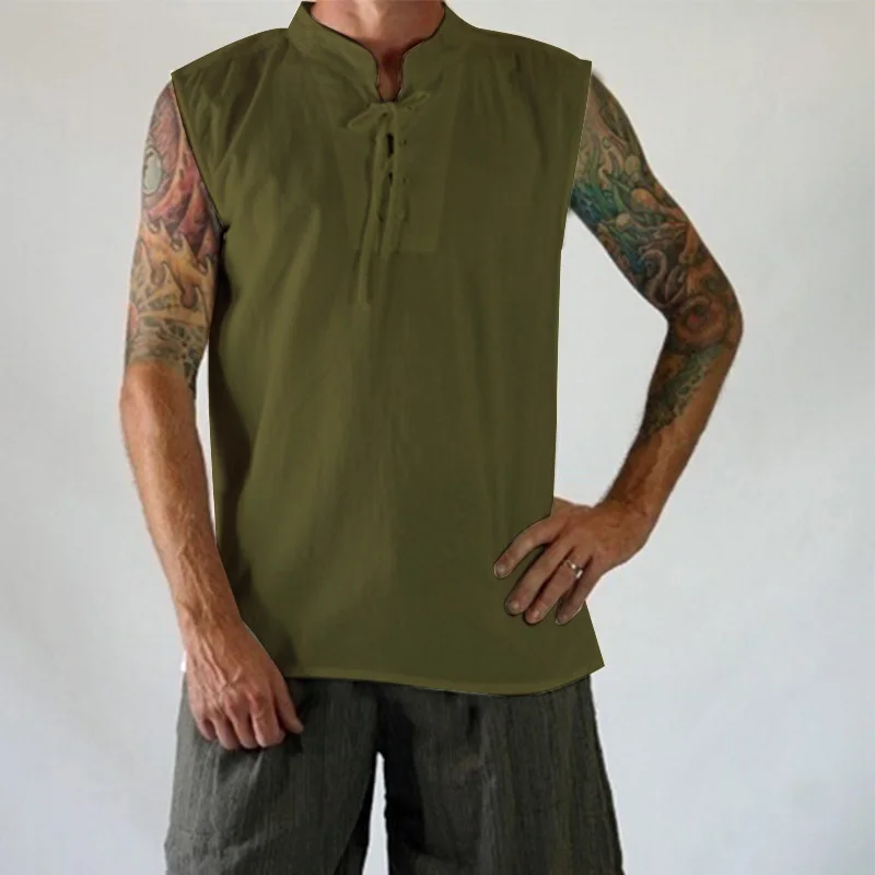 Средневековый Ренессанс Мужской Топ без рукавов рыцарь рубашка брюки пиратский