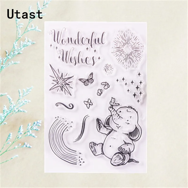 Прозрачные силиконовые штампы с изображением слона/прозрачный резиновый штамп