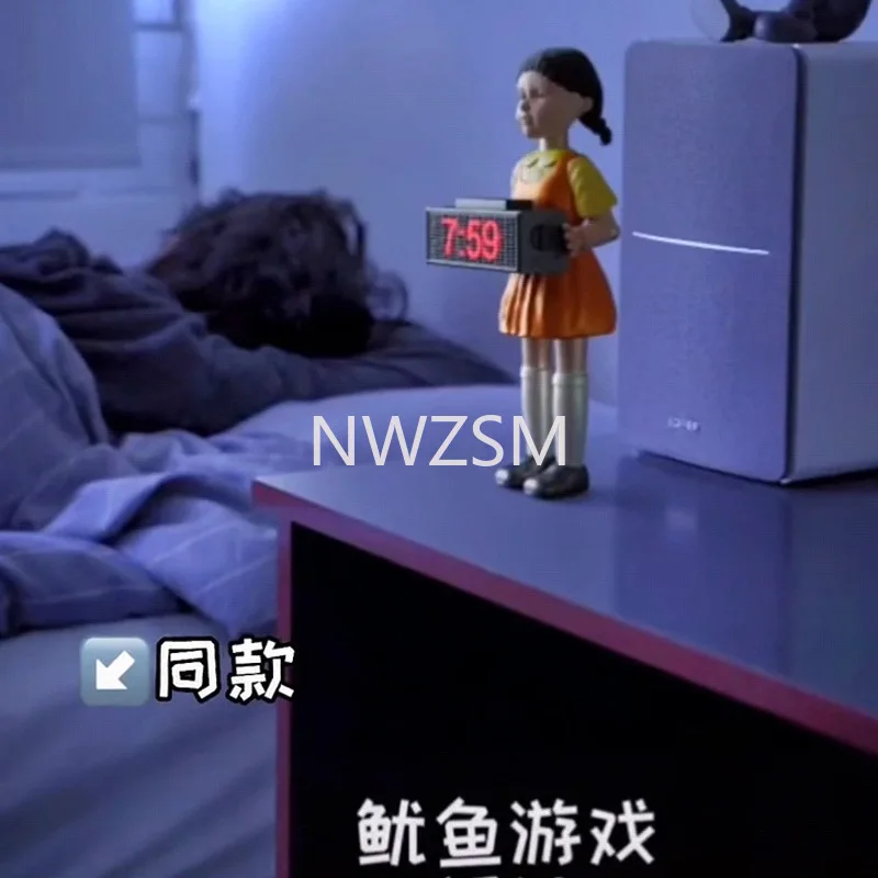 

presell Korea movie Squid Game cosplay the same style alarm clock terror voice bedroom electronic wood people alarm clock