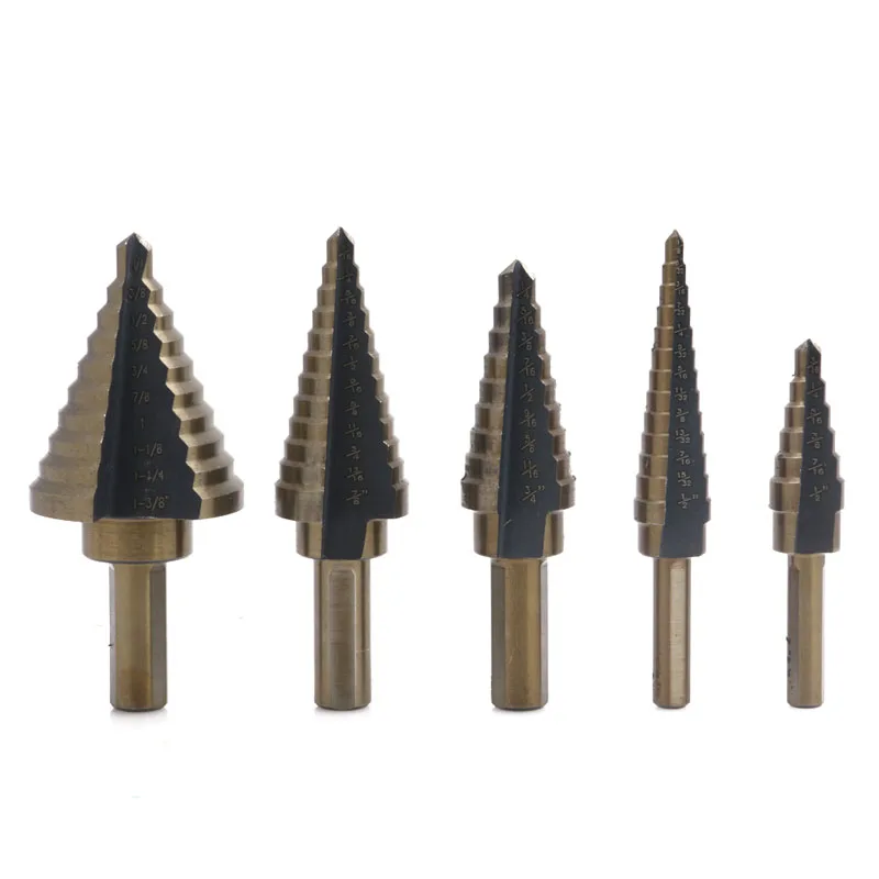 

Step Drill High Speed Steel HSS Bit Kit Tools For 25° or Less Workpiece 5Pcs 203F