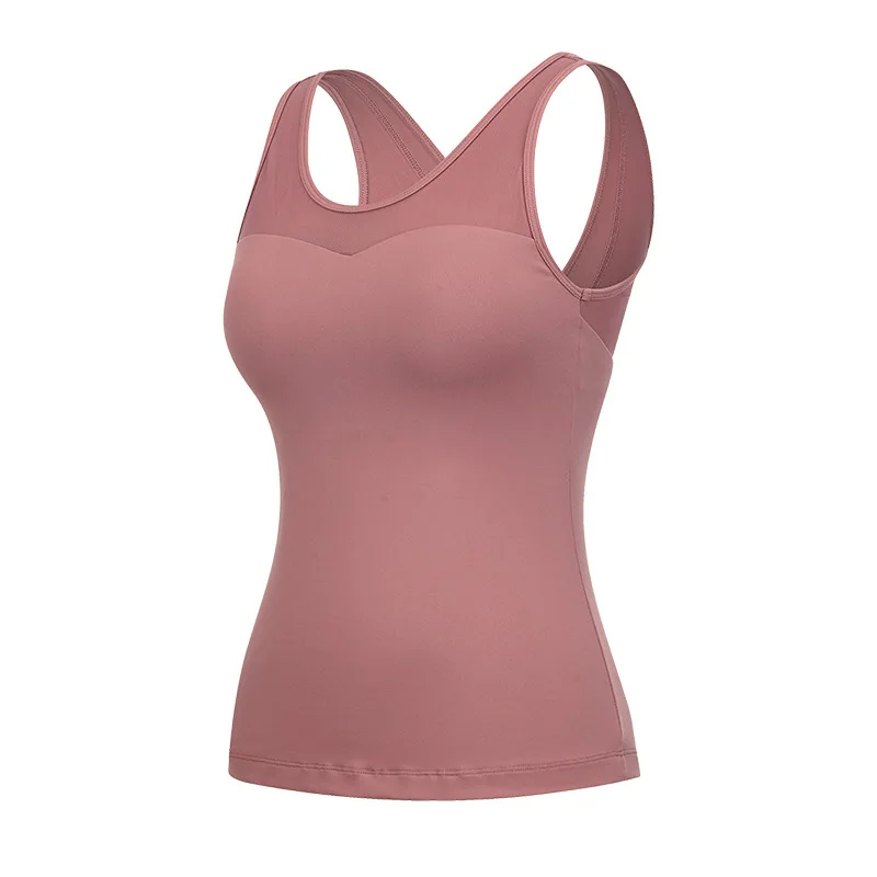 

2021 Women Fitness Vest Yoga Top Tight-Fitting Beauty Strap Chest Pad Casual Breathable Workout Gym Clothes Feminine Sportswear