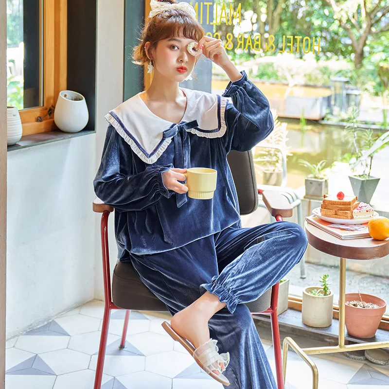 

JRMISSLI Home Wear Gold Velvet Pijama Long Sleeve Autumn Winter Sleepwear Casual Sleep Set Nightwear Pajamas Pyjamas Suit
