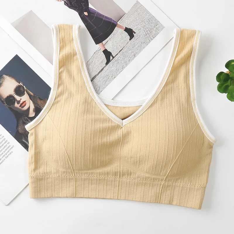 

The New Women's Sports Bra Tank Top A Sleek Bandeau Bra V-neck Interior With No Underwire And Sexy Bodice Wrap