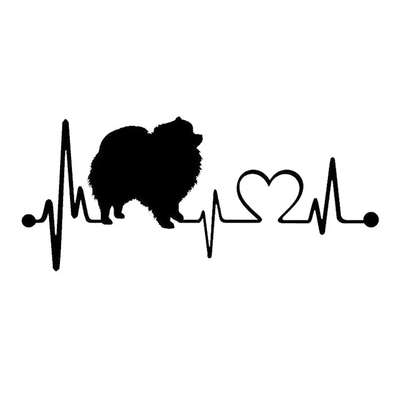 

17*8CM Pomeranian Heartbeat Dog Car Stickers Waterproof KK Vinyl Decal Car Accessories Styling Bumper Decoration