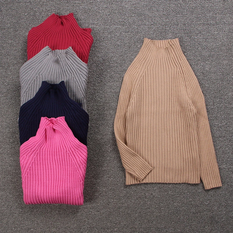 Пуловер Свитера для девочек с круглым вырезом детская теплая одежда удлиненного