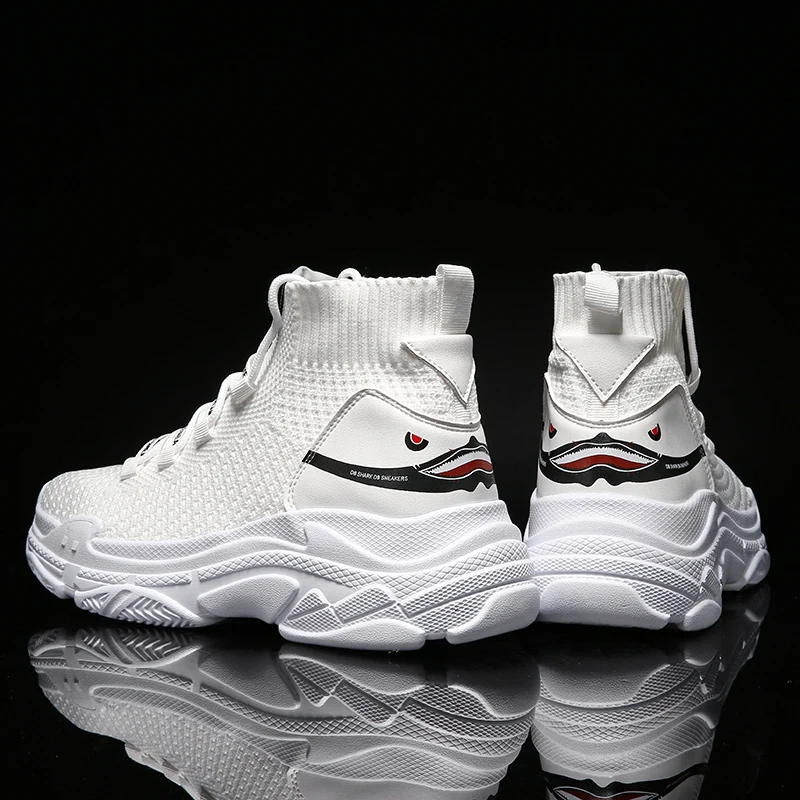 

Shark Sneakers For Women Men Shoes High Top Knit Upper Breathable Mesh Unisex Casual Sports Shoes Platform Footwear Tenis