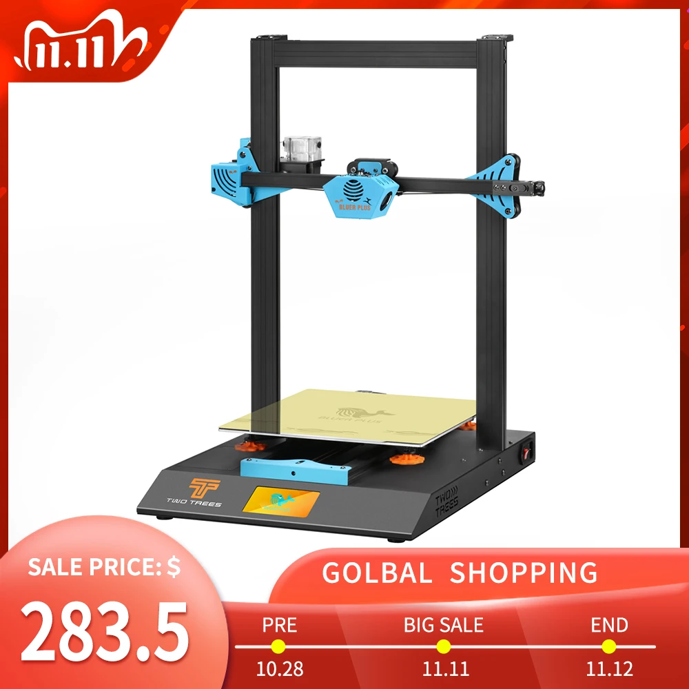 

2020 Newest Twotrees Bluer Plus 3D Printer Kit I3 Mega Upgrade PEI Magnetic Build Plate Large Size Metal Frame BL Touch Screen