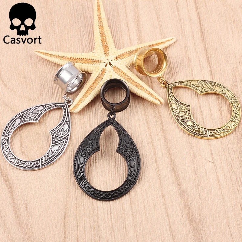 Casvort, новинка, спираль, болтаются, беруши, пирсинг, ювелирные изделия для тела, нержавеющая сталь, черный винт, туннели, серьги для лучшего подарка