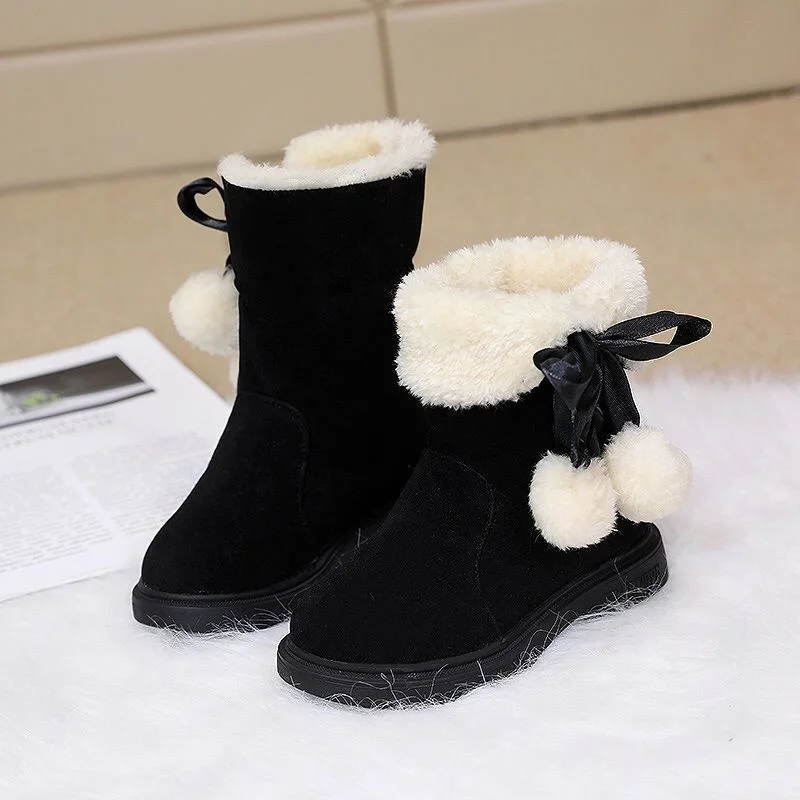 

Children's Cotton Shoes Girls' Cotton Boots 2021 New Winter Red Cotton High Top Snow Boots Baby Plush Princess Shoes