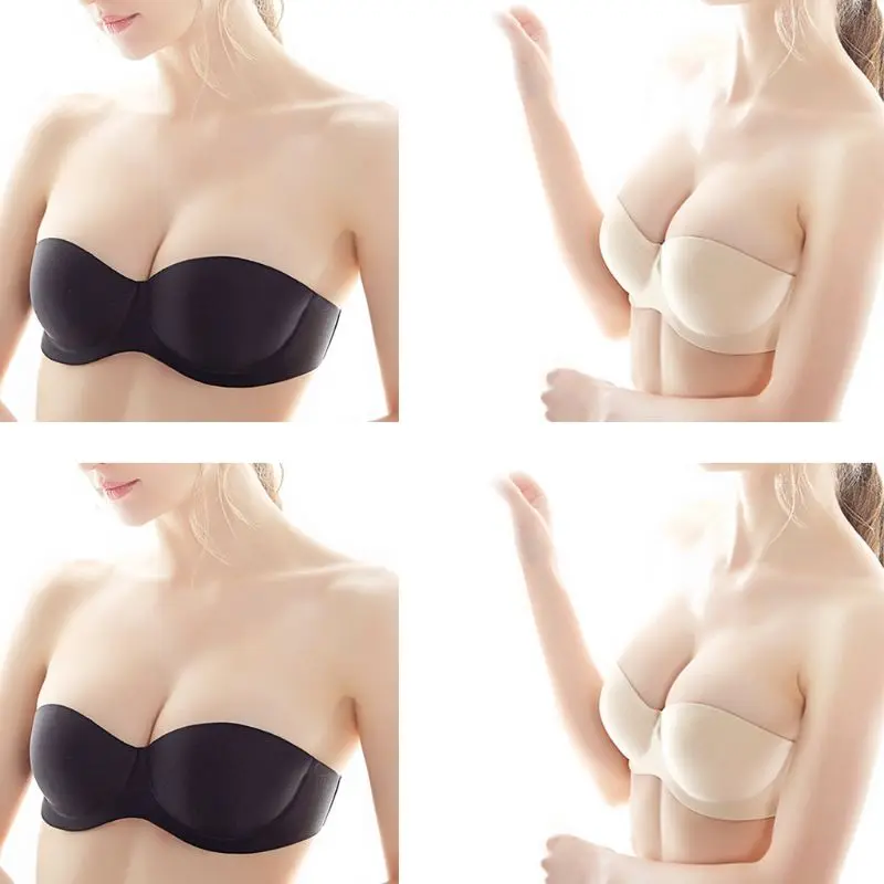 Women Sexy Strapless Push Up Unpadded Underwear Bra Invisible Seamless Wedding Dress Party Bralette Anti-Skid Wireless Brassiere