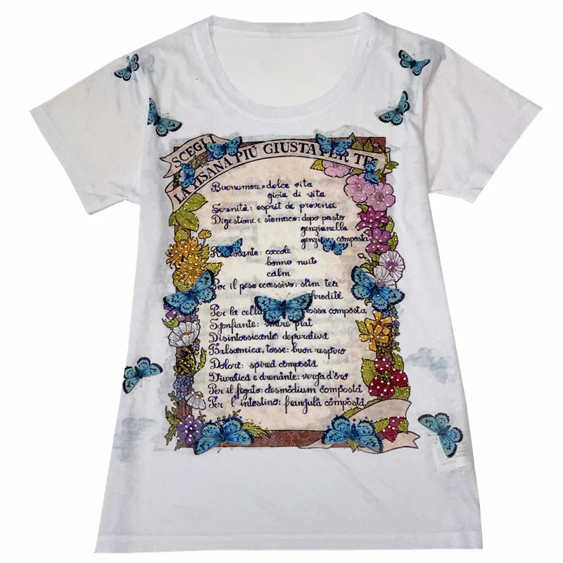 

Hot drilling Butterfly Letters t shirt women 4XL 2021 summer top short sleeve graphic tees modis tshirt Loose tee shirt femme