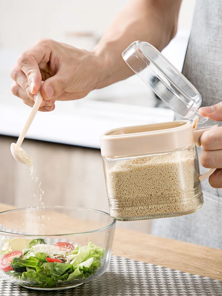 High Quality PP Glass Seasoning Box Salt Tank Kitchen Supplies Condiment box | Дом и сад
