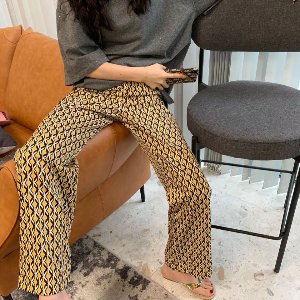 

Bohemia Wide Leg Pants Women Floral Geometric Print Boho Pant Bandage Trousers Summer Streetwear Holiday Beach Wear