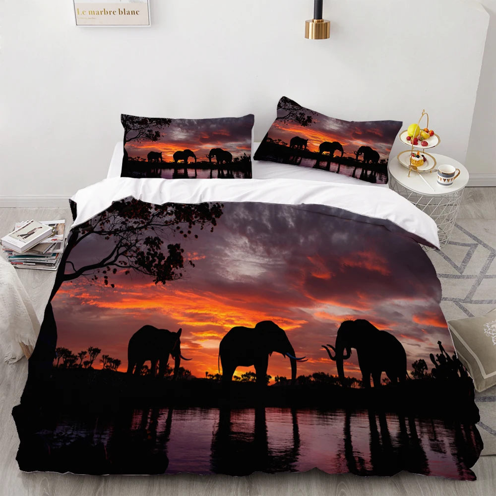 Комплект постельного белья из 3 предметов слон кровати одеяло пододеяльник