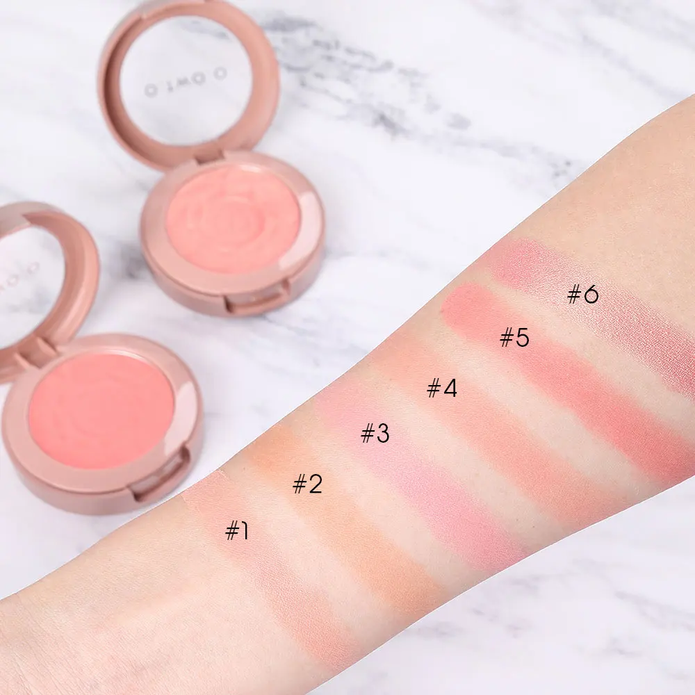 

O.TWO.O 6pcs/lot Shimmer Blush Powder Palette With Brush Red Peach Color Mineral Blusher Makeup Set