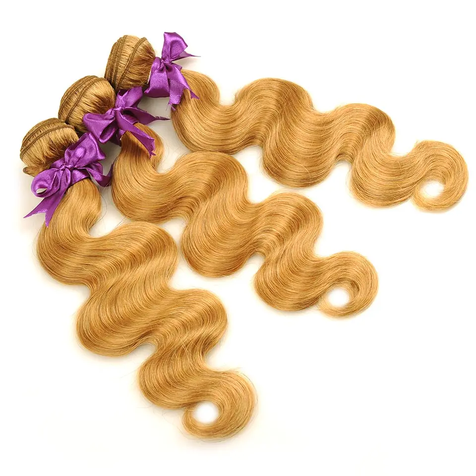 Перуанские медовые светлые пряди с закрытием Ombre #27 Цветные Волнистые волнистые