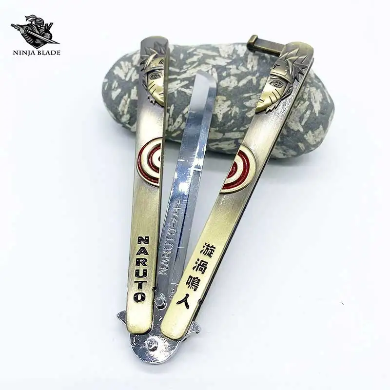 Uzumaki Narutoo Balisong модель Uchiha Sasuke Susanoo тупой нож-бабочка металлический тренажер для