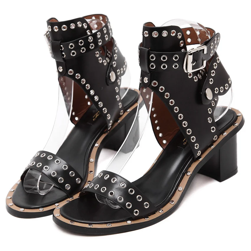 

SANDALS thick heel open toe belt buckle sandals