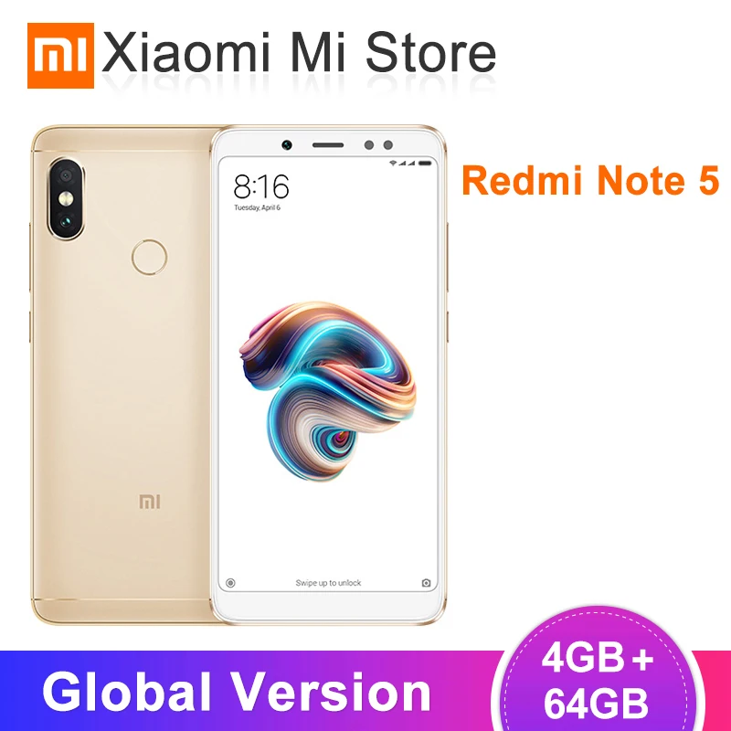 Xiaomi Redmi Note 5 с глобальной версией 4 ГБ 64 Смартфон Snapdragon 636 четыре ядра 99 дюйма 2160*1080